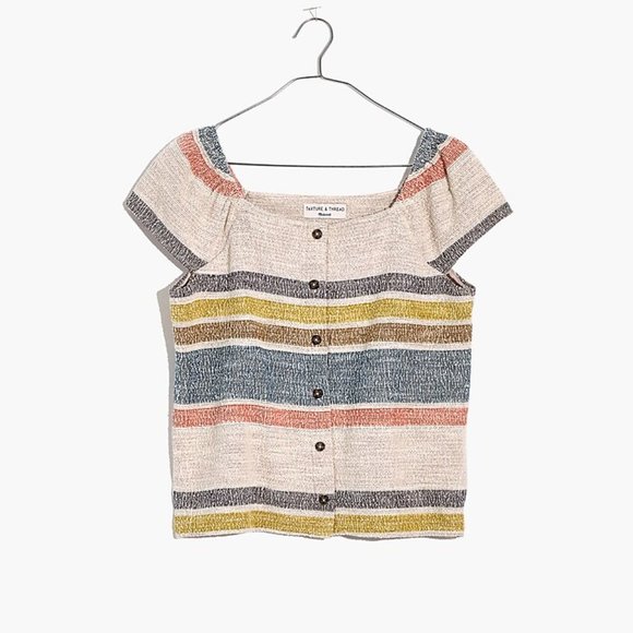 Madewell (Texture and Thread) Button-Front Top in Stripe Size XS - Picture 4 of 9